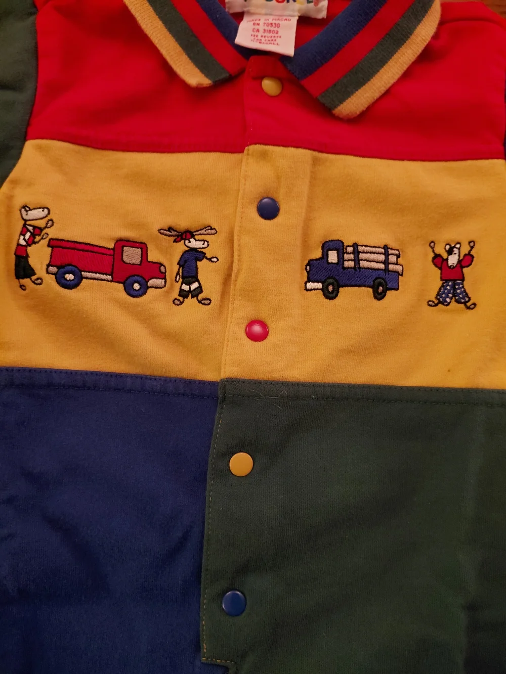 Gymboree Colorblock Multicolor Cotton Coverall One-Piece 12-18M Snap Footless